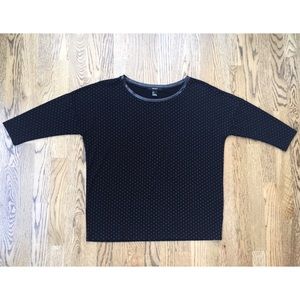 🌻Black Faux Leather neck polkadot shirt🌻